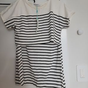 Smallshow Women's Maternity Nursing Tops Breastfeeding T-Shirt Medium White